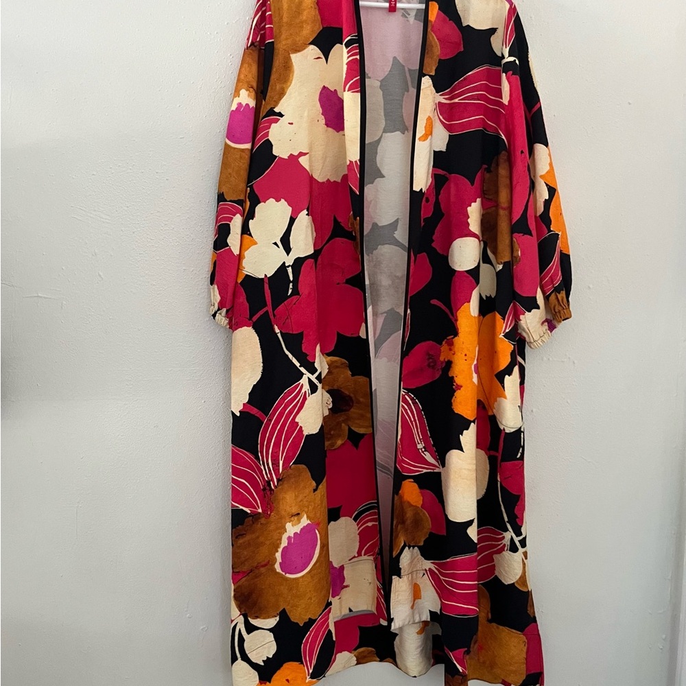 IC COLLECTION Black Multi Floral Kimono Dress